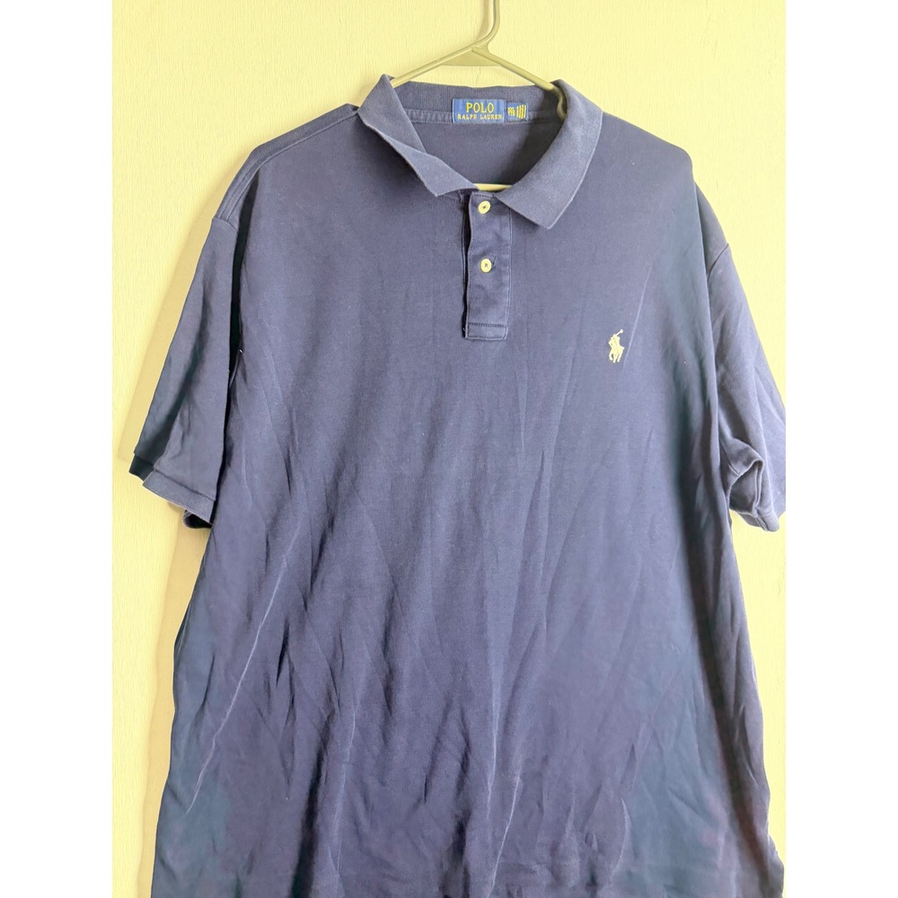 Polo Ralph Lauren Mens XXL Navy Blue Short Sleeve Pony Logo Pique Polo Shirt